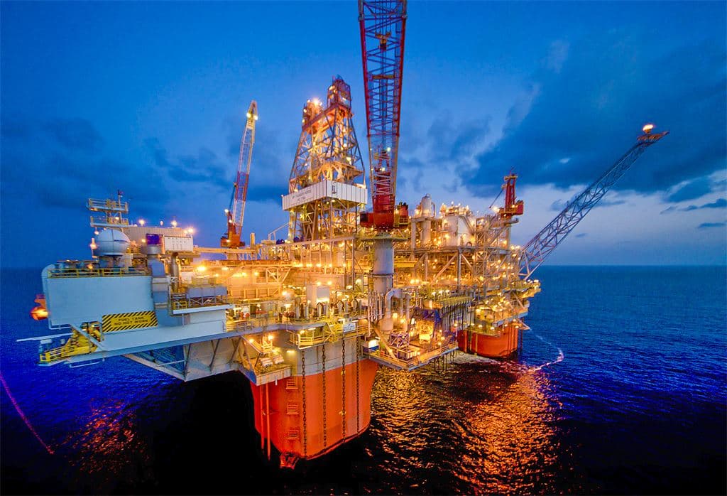 Offshore Oil Platform at Night